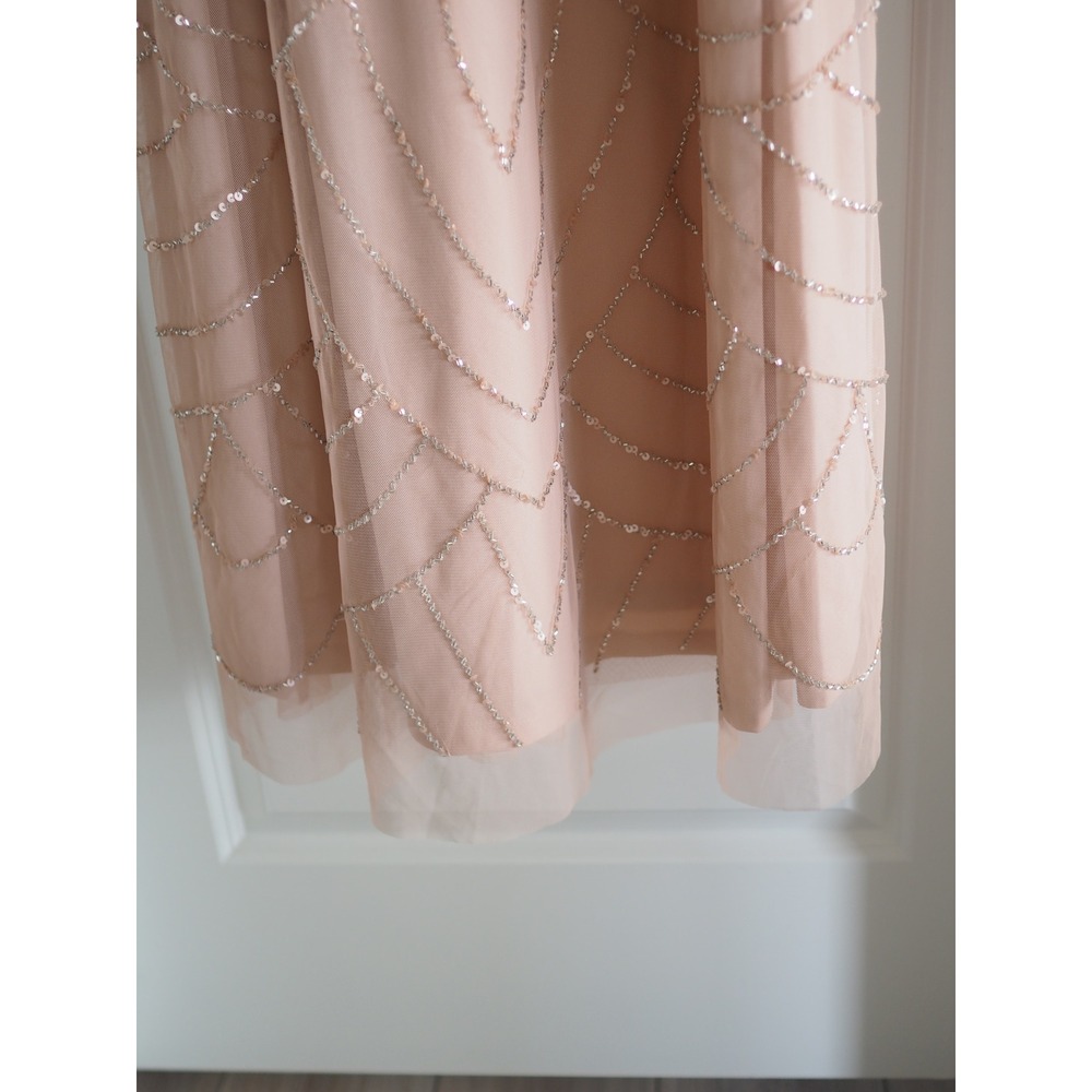 NEW Adrianna Papell Beaded Halter Blush Pink Gown Formal Dress 4 NEW Art Deco - Picture 13 of 16